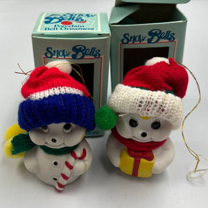 Giftco Snow Bells Vintage Porcelain Christmas Ornaments W Box Xmas Retro Grandma